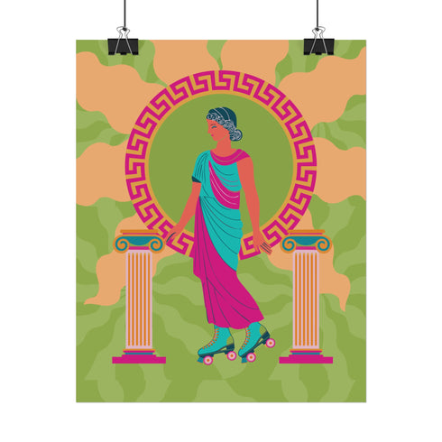 Roller Skating Grecian Goddess Art Print